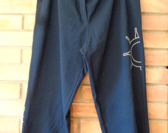 NANSO Finland unworn vintage Capri Pants size XXL / Eur 44-48 Dark Blue Cotton & Modal jersey L31"/ 79cm, Nautical style pants