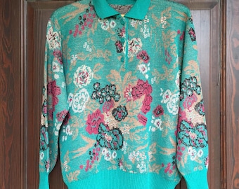 Vintage Knitwear floral pattern sweater size M