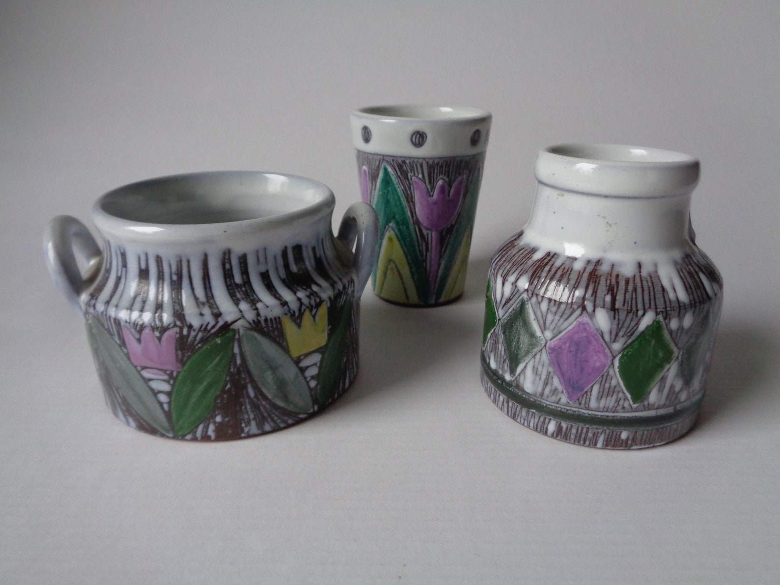 Set of 3 Swedish Vintage Pottery Jars Laholm Sweden Ceramic Etsy