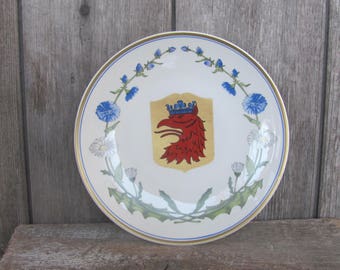 60s Swedish Vintage Upsala Ekeby GEFLE Plate 1962 Skåne 8"/ 20 cm Porcelain Plate Wall Hanging made in Sweden by Gefle for RMR