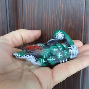 Vintage Entenfigur aus Keramik; Handbemalte Ente L 3.5&quot;/ 9cm