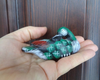 Vintage ceramic duck figurine; Hand painted duck L 3.5"/ 9cm