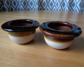 Pair of Kermansavi Finnish Pottery stoneware bowls / egg cups / tealight holder. Scandinavian Vintage Pottery