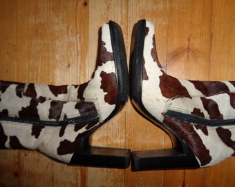 River Island vintage boots made in Brazil EU38 / US 7; Cowhide print high heel boots