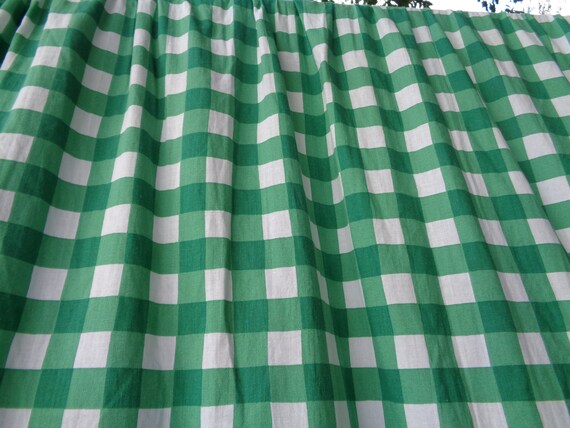 H47x W45 Vintage Curtain White Green Gingham Etsy