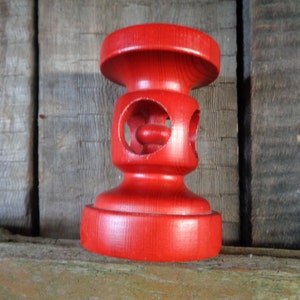 Swedish vintage candle holder H4&quot;/ 10cm Red painted turned wood candlestick holder