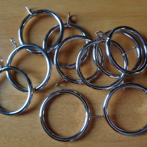 Set of 10 Curtain Rings / Drapery Rings; Unused Vintage Curtain Rings; 2&quot;/ 5cm Large Metal Rings, Heavyweight Metal Curtain Ring Set