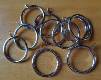 Set of 10 Curtain Rings / Drapery Rings; Unused Vintage Curtain Rings; 2"/ 5cm Large Metal Rings, Heavyweight Metal Curtain Ring Set