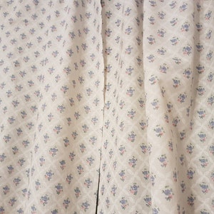 Pair of curtain panels 2 x W29&quot;x H59&quot; White cotton curtains with tiny flowers. Custom cafe curtains