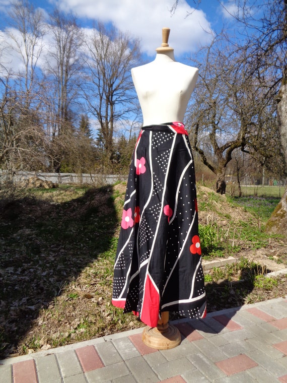 Vintage maxi skirt, Heavyweight Cotton Wrap Skirt… - image 3