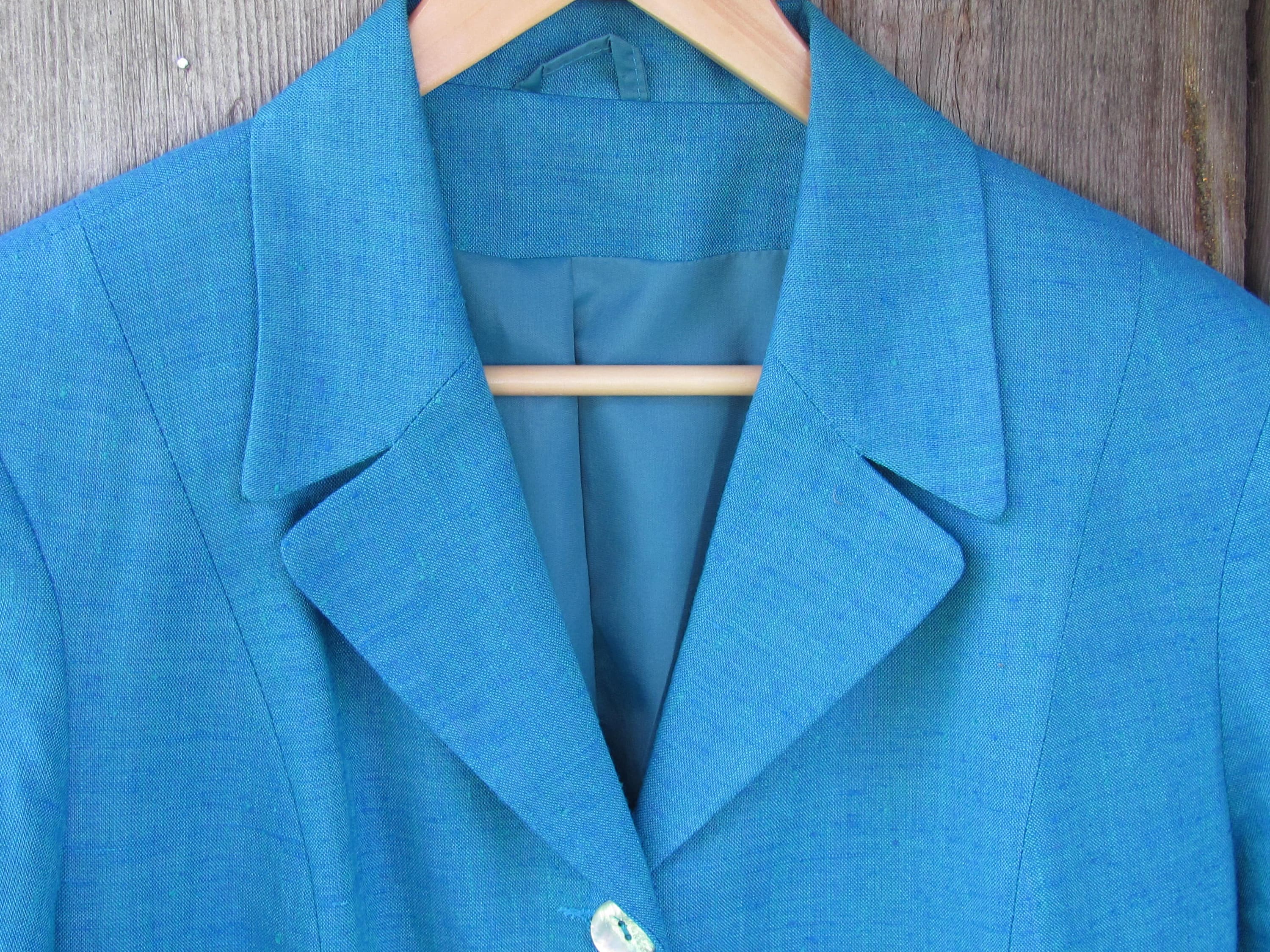 Vintage Jacket Size L / UK18 / Euro 44 / US14 Turquoise Blue
