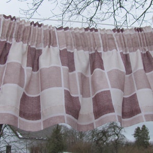 Vintage curtain valance H14"x W130" Ivory / Taupe / Sand Lined Kitchen curtain