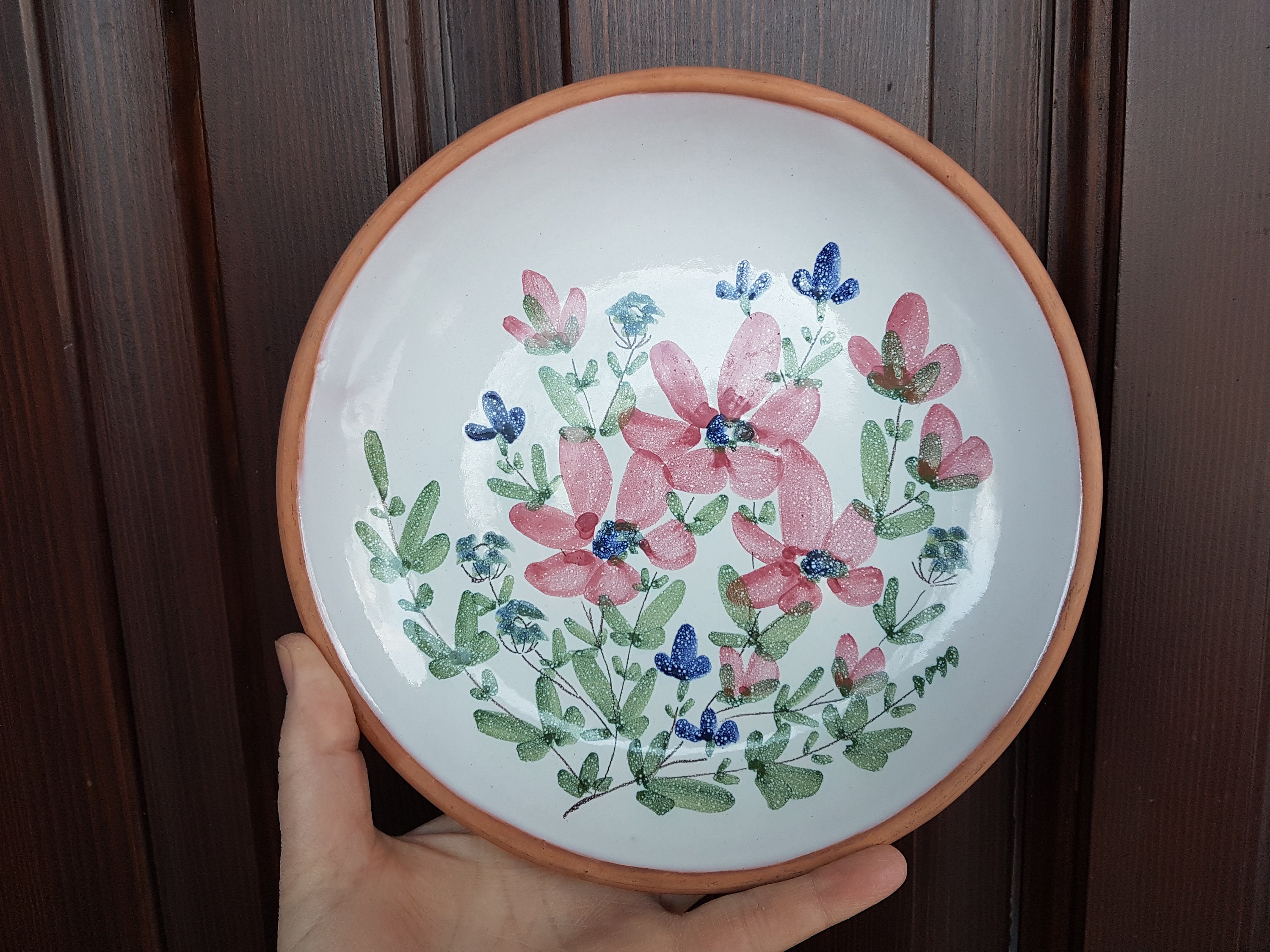 Swedish Vintage Pottery Olof Larsson LAHOLM Sweden Plate With Hand