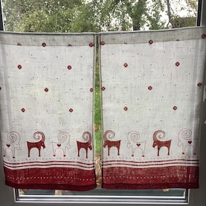 Christmas cafe curtain 2 x H26&quot;x W16&quot;