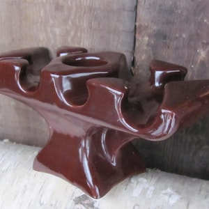 Scandinavian vintage pottery candle holder, Mid Century Modern stoneware candlestick holder