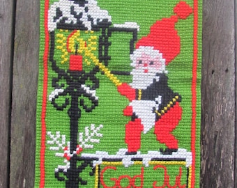 Sweden＊GOD JUL＊Christmas tapestry・* Vintage Swedish Santa Print God Jul Merry Christmas Tapestry