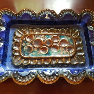 スウェーデンのヴィンテージアート陶器皿、JIE Gantofta Sweden Design Solsieg Ueltzhöfer ストーンウェアボウル 9&quot;x 13&quot;/ 24 cm x 33 cm