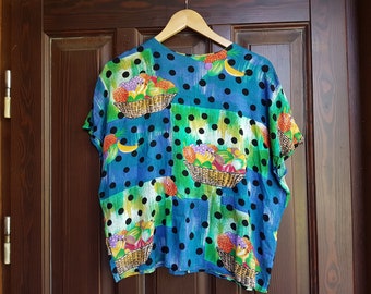 Hesselhoj Denmark designer collection vintage blouse size M; Vivid 100% Viscose top