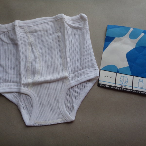 Unworn vintage white cotton breathable mesh briefs size 160/170