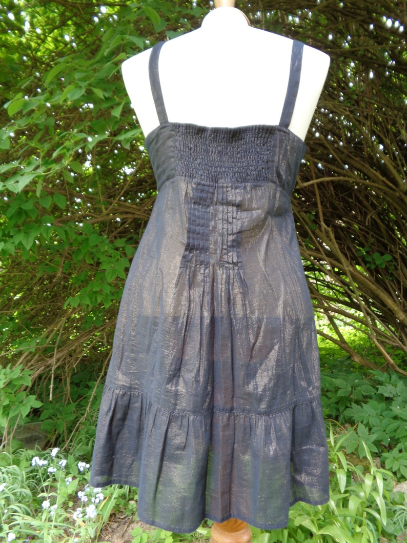 Vintage Dress size UK8 River Island Cotton Dress with Metallic Fibres Elevated Waist Strap Dress Mini Dress with Glitters Party Dress image 5