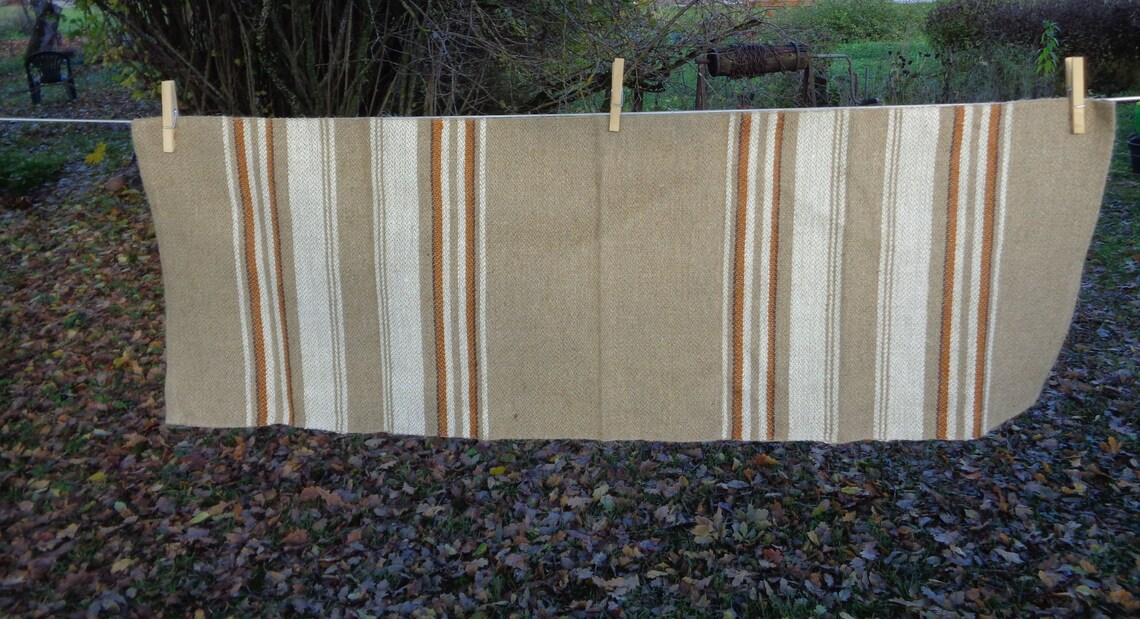 Scandinavian Vintage Runner 100 Linen Striped Runner Size Etsy