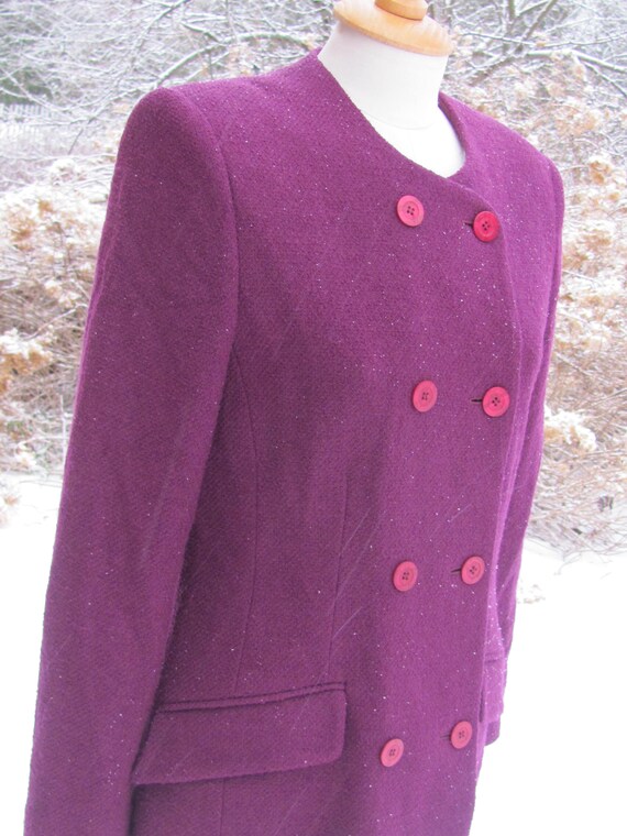 80s Vintage Alexon Wool Rich Blend Long Jacket Made in Great