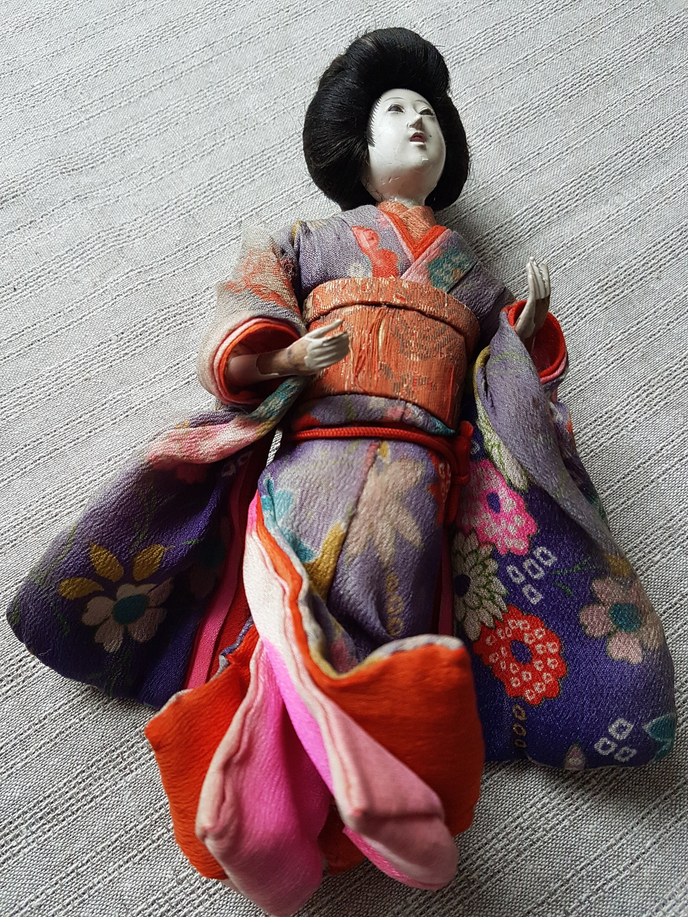 Muñeca Geisha Japonesa Antigua H9/ 23cm TAL CUAL Condición muñeca Kimono -   México