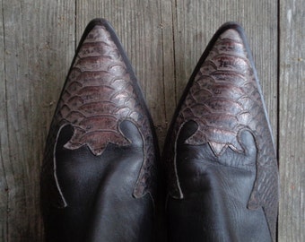 Vintage Real Leather Boots Made in Italy; George Collection Boots Size US 9 / UK 6.5 / Eur 40; Brown Booties with Sharp Long Toe