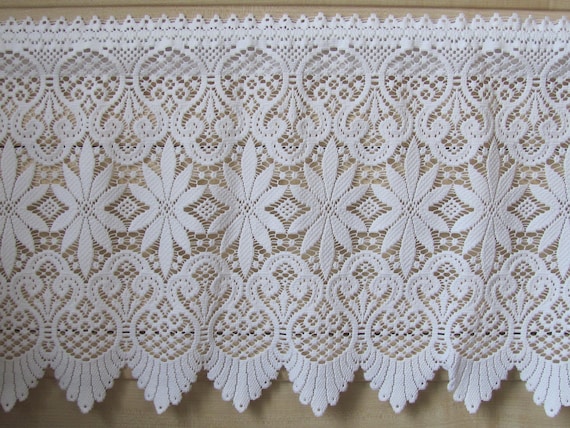 White lace kitchen curtain 15"x 60" Rod pocket privacy curtain