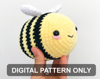 Motif d'abeille au crochet numérique uniquement | Motif de peluche d'abeille mignonne au crochet | Abeille au crochet | Joli motif au crochet | Motif d'abeille Amigurumi