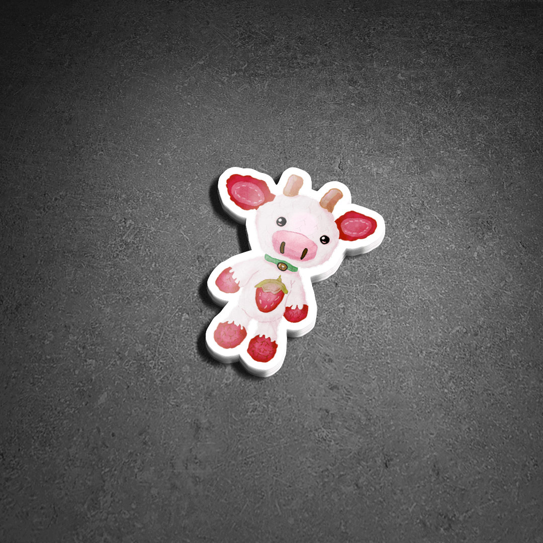 Crochet Strawberry Cow Vinyl Sticker | Cow Sticker | Vinyl Decal ...