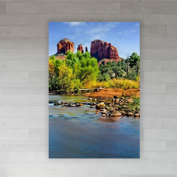 Sedona Arizona/Cathedral Rock/Verde River/Oak Creek/Nature Landscape/Southwest/Oak Creek/Sm-Extra Large Wall Decor/Vortex/Metal Canvas Paper