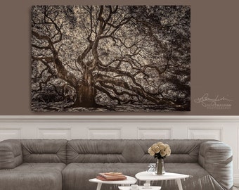 Angel Oak/Charleston/Fine Art Sepia Nature Photography/Extra Large/Canvas Metal Paper/ Old South Carolina/Minimalist/Savannah/Tree of Life