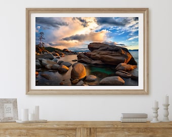 Lake Tahoe/Nevada California/Nature Landscape/Fine Art Photography/Oversized Wall Decor/USA Travel/Golden Hour/Metal, Canvas, Paper Prints