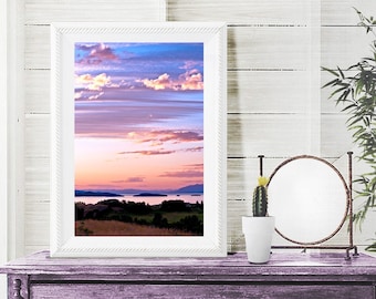 Montana/Big Sky Country/Flathead Lake/Alpine Water/Pastel Sunset/Vertical/Nature Landscape/Sm - Decoración de pared extra grande/Metal, Lienzo, Papel