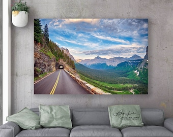 Glacier National Park/Montana/Going To The Sun/Highway Road/Nature Landscape/SM to Oversized Wall Decor/Fine Art Photo/Metal,Canvas,Paper