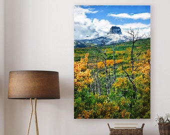 Glacier National Park/Montana/Nature Landscape/Chief Mountain/Winter Fall/Sm to Extra Large Wall Decor/Fine Art Photo/Metal, Canvas, Paper