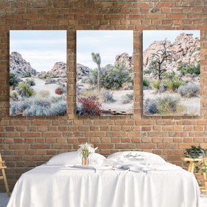 Joshua Tree Boho Triptych/3 Panel Print/Fine Art Photography/California/Nature Landscape Panorama/Extra Large Wall Decor/Metal Canvas Paper