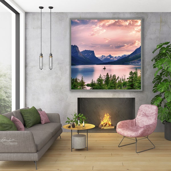 Montana/Glacier National Park/Nature Photography/Wild Goose Island/St Mary Lake/Sm-Extra Large Wall Decor/Fine Art Photo/Metal,Canvas,Paper