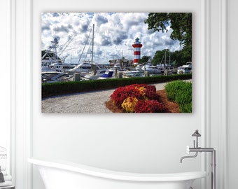 Hilton Head Island Lighthouse Marina/Paisaje natural/Fotografía de bellas artes/Lowcountry/Decoración de pared pequeña-extra grande/Papel Lienzo Impresiones de metal
