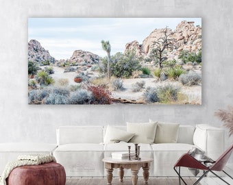 Joshua Tree Fine Panorama: Mystical Bohemian Landscape - Metal Canvas Print, Gallery Wrap, Vibrant Colors