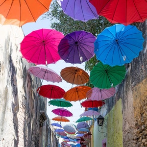 Cartagena Colombia/Walled City/Colorful Umbrellas/Latin South America/Colonial Architecture/Street Scene/Sm- Extra Large/Canvas Metal Paper image 3