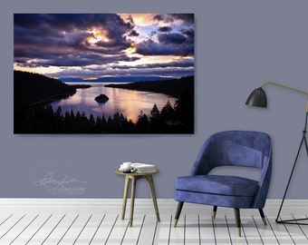 California/Lake Tahoe/Fine Art Photography/Emerald Bay Island Sunrise/Nature Landscape/Sm to Oversized Wall Decor/Metal,Canvas,Paper Prints