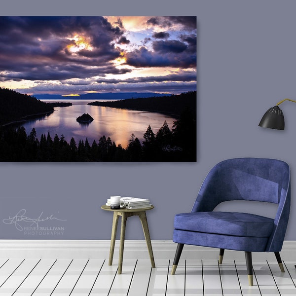 California/Lake Tahoe/Fine Art Photography/Emerald Bay Island Sunrise/Nature Landscape/Sm to Oversized Wall Decor/Metal,Canvas,Paper Prints