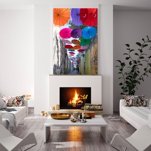 Cartagena Colombia/Walled City/Colorful Umbrellas/Latin South America/Colonial Architecture/Street Scene/Sm- Extra Large/Canvas Metal Paper image 2