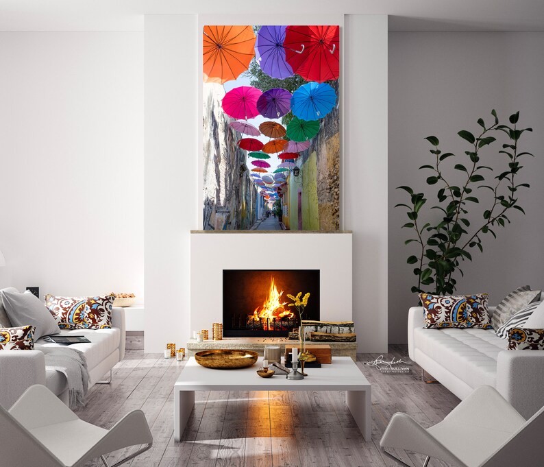 Cartagena Colombia/Walled City/Colorful Umbrellas/Latin South America/Colonial Architecture/Street Scene/Sm- Extra Large/Canvas Metal Paper image 2