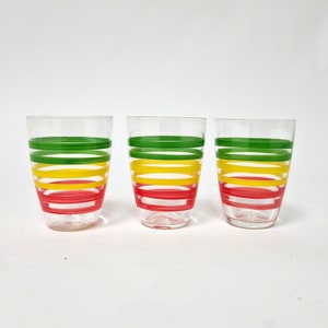 Lot de 3 verres à boire vintage, vieux verres à boire avec anneaux Lacets rétro