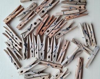 39 Vintage houten wasknijpers Vintage houten peg pins Vintage wasknijpers handdoekhouder Crafting wasknijper Houten pinnen USSR jaren '70