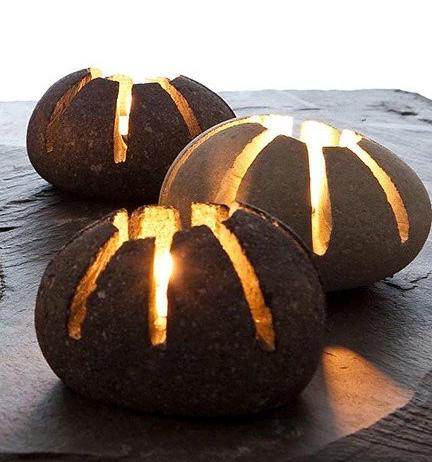 River Stone Candle Holder – Natural Granite Rock Tealight Holder – Rustic Home Decor – Stone Candleholder – Eco Friendly Gift – Zen Decor