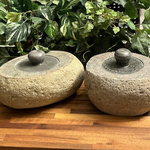 River Stone Jar Container - Ideal for kitchen, bath, or pantry. Perfect as a unique little gift or stylish decor piece!